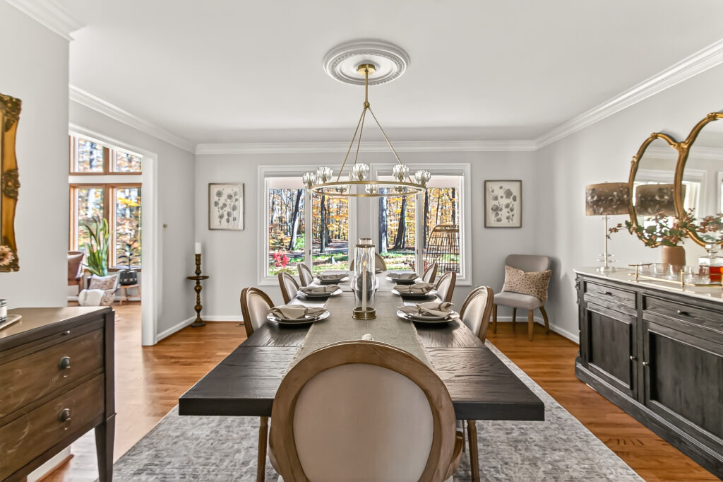 Custom black sideboard and dining room decor in Fairfax Station VA