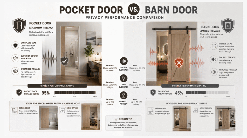 Pocket Door vs Barn Door Privacy and Sound Control
